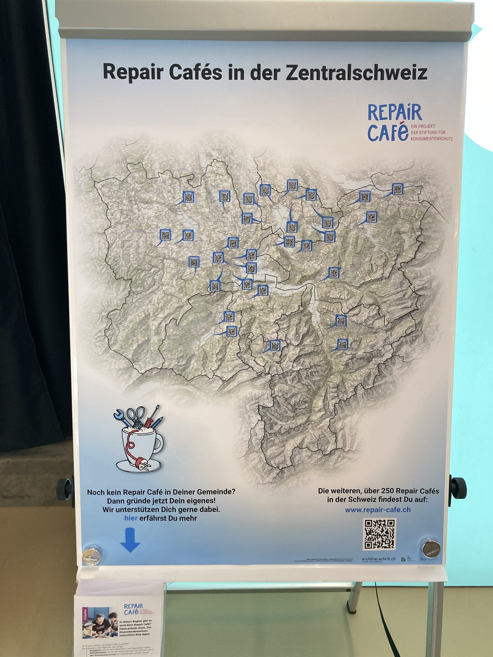 Karte der Repair Cafés der Zentralschweiz